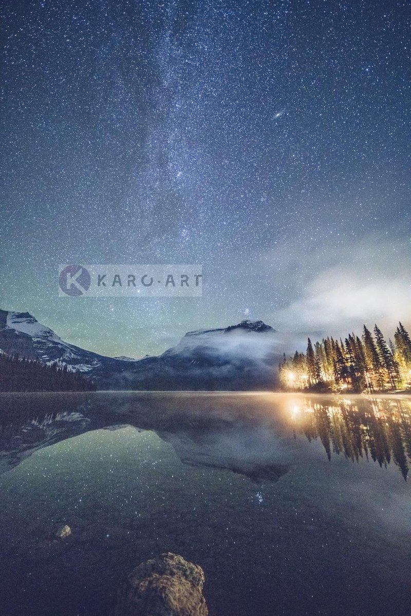 karo-art Afbeelding op acrylglas - Emerald Lake, Melkweg Multikleur