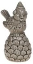 Kerstdecoraties - Keramieken Kerstvogel Op Dennenappel 11.5x10.5x20cm Olive