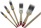 Budgetline kwastenset - 6-delig - synthetisch haar, houten steel - 8 - 10 - 14
