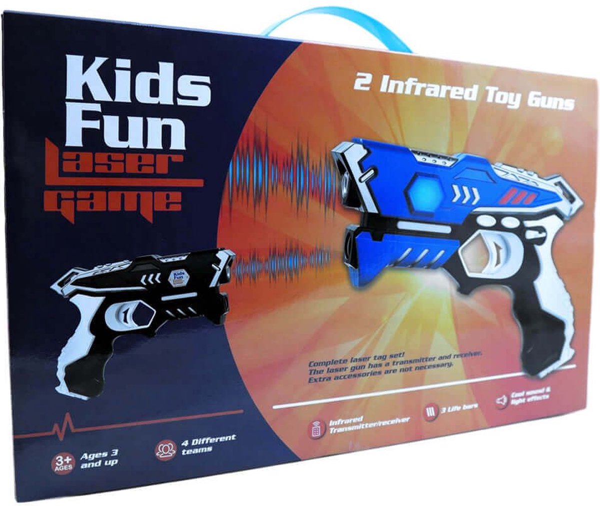 2 KidsFun Lasergame bleu, noir + 2 gilets - Set de jeu laser pour enfants