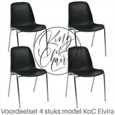 King of Chairs -set van 4- model KoC Elvira bruin met verchroomd onderstel. Kantinestoel stapelstoel kuipstoel vergaderstoel tuinstoel kantine stoel stapel kantinestoelen stapelsto