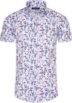 Ferlucci - Heren Korte Mouw Overhemd - Calabria - Flower Design - Lichtblauw