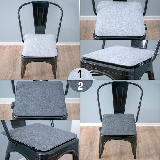 30mm vilten zitkussen vierkant - 35x35cm stoelkussen stoelpad zacht 2-kleurig grijs - DuneDesign