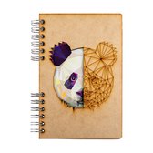 KOMONI - Duurzaam houten Notitieboek - Dagboek -  Gerecycled papier - Navulbaar -  A5 - Gelinieerd -  Gelinieerd – Panda
