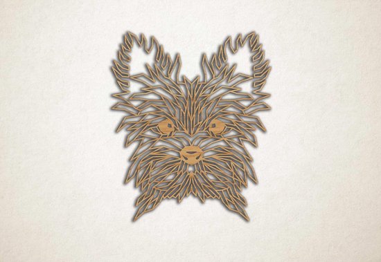 Line Art - Hond - Yorkshire Terrier - M - 70x60cm - Eiken - geometrische wanddecoratie