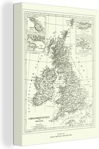 Canvas Wereldkaart - 60x80 - Wanddecoratie Klassieke wereldkaart Groot Brittannië en Ierland