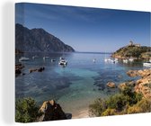 Canvas Schilderij Een baai in Girolata in Corsica - 90x60 cm - Wanddecoratie
