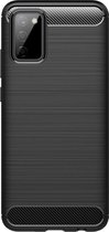 Shop4 - Samsung Galaxy A02s/ A03s Hoesje - Zachte Back Case Brushed Carbon Zwart