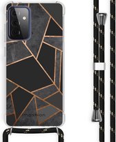 iMoshion Hoesje Geschikt voor Samsung Galaxy A72 Hoesje Met Koord - iMoshion Design Hoesje met Koord - Zwart / Meerkleurig / Goud / Black Graphic