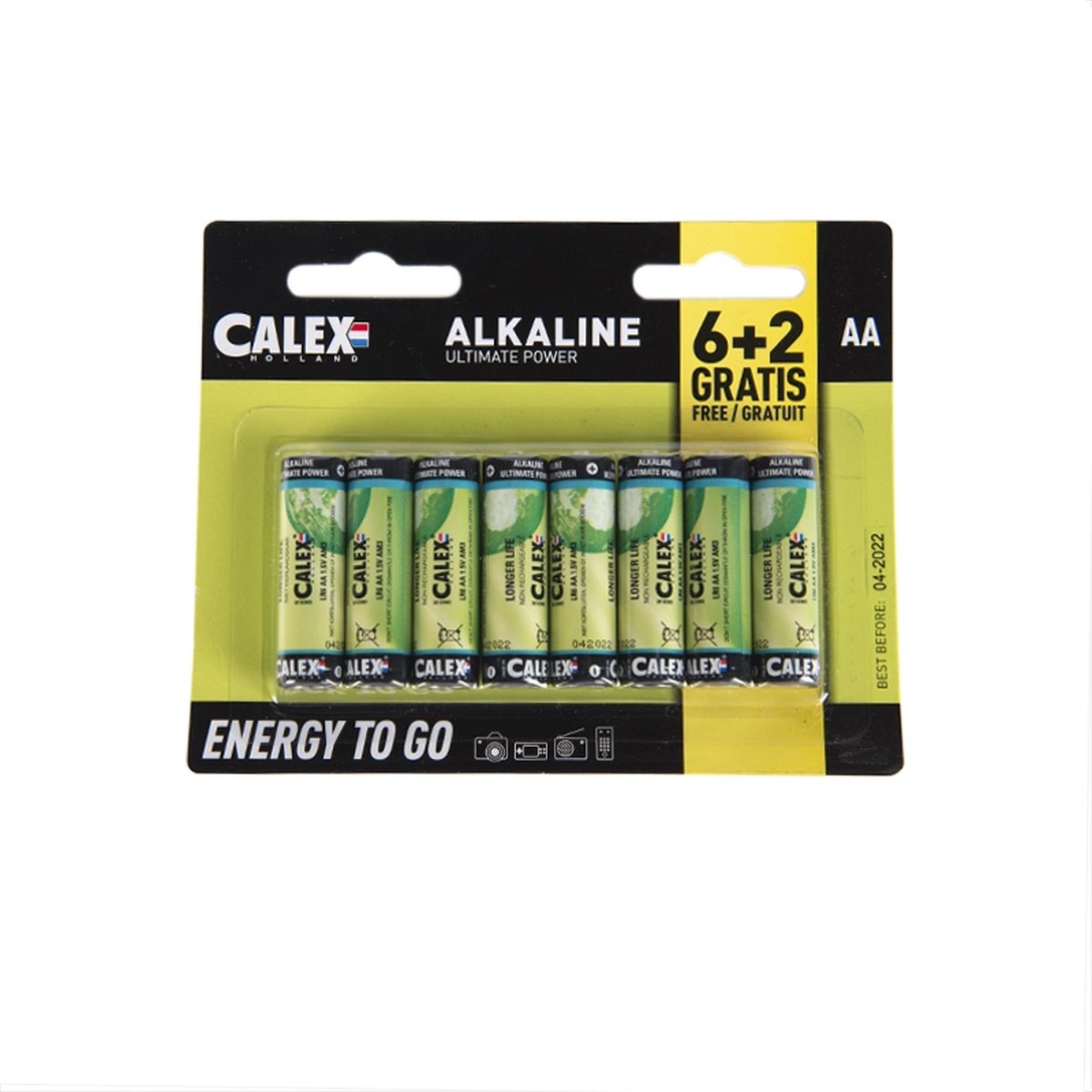 Calex 8-Pack AA batterijen - Penlite Alkaline Longlife