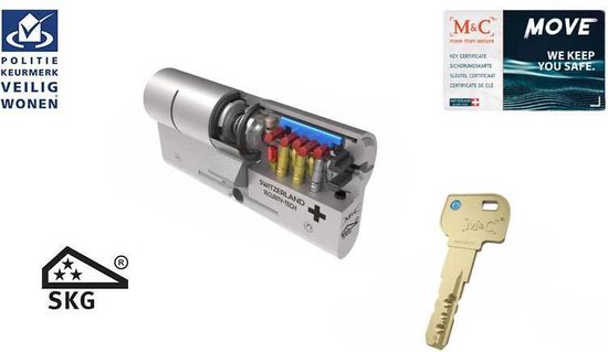 M&C Move - Cilinderslot - SKG*** - 7 STUKS GELIJKSLUITEND - 32x32 mm deurslot - Politiekeurmerk Veilig Wonen - Deurcilinder met 8 sleutels