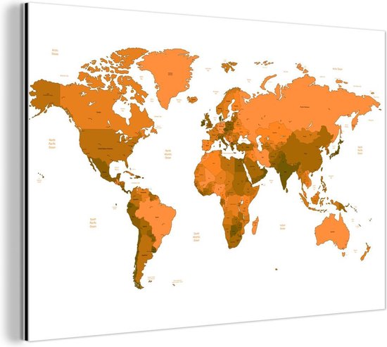 Oranje gemarkeerde landen een wereldkaart Aluminium | Wereldkaart Wanddecoratie... | bol.com
