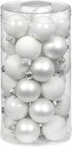 60x stuks kleine glazen kerstballen wit mix 4 cm - Kerstboomversiering/kerstversiering