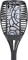 Set van 2x stuks Halloween horror decoratie solar LED tuinfakkels zwart 60 cm - Tuinverlichting/thema feestversiering
