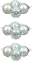 12x stuks kerstversiering kerstballen mintgroen (oyster grey) van glas - 10 cm - mat/glans - Kerstboomversiering