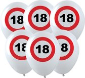 12x Leeftijd verjaardag ballonnen met 18 jaar stopbord opdruk 28 cm