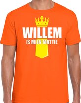 T-shirt King's Day Willem is my mattie avec couronne orange pour homme L