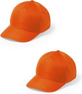 4x stuks oranje 5-panel baseballcap voor kinderen. Oranje/holland thema petjes. Koningsdag of Nederland fans supporters