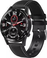 DrPhone Model X1 - Smartwatch Mannen met Belfunctie - IP68 Waterdicht - 360*360 1.3 Inch - Sportfunctie - Zakelijk - Notificaties - Bluetooth bellen + Extra Silconen band - Zwart