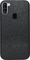 ADEL Siliconen Back Cover Softcase Hoesje Geschikt voor Samsung Galaxy A11/ M11 - Stoffen Textiel Zwart