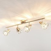 Lindby - plafondlamp - 4 lichts - glas, staal - H: 18 cm - E14 - helder, gesatineerd nikkel