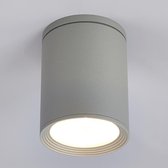Lucande - plafondlamp - 1licht - aluminium, gehard glas - H: 14 cm - E27 - zilvergrijs