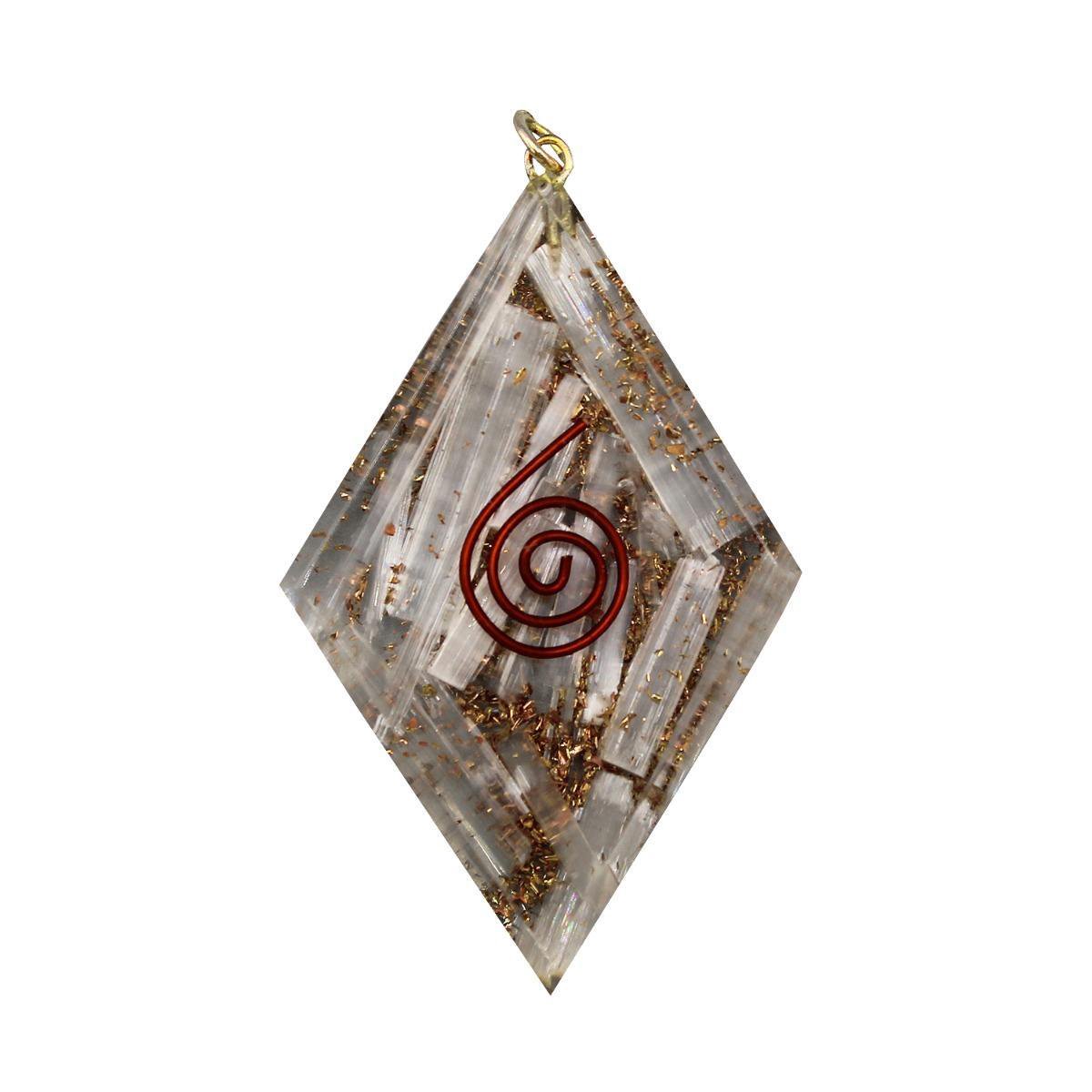 Orgoniet Hanger Diamantvormig met Seleniet