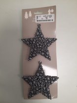 Kersthanger ster met grijze kleur. 2 x 5 stuks