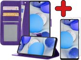 Samsung A42 Hoesje Book Case Met Screenprotector - Samsung Galaxy A42 Hoesje Wallet Case Portemonnee Hoes Cover - Paars