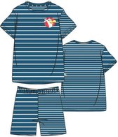 Woody pyjama jongens/heren - blauw-gebroken wit gestreept - zeemeeuw - 211-1-PLE-S/937 - maat 116