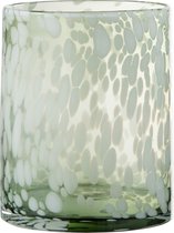 J-Line Windlicht Spikkel Glas Groen/Wit Small