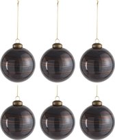 J-Line Doos Van 6 Kerstbal Glas Antiek Bruin Small