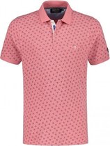 GENTS - Polo miniprint koraal Maat M - Polo Shirt Heren - Poloshirts