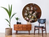 Luxe Behangcirkel zelfklevend Stilleven met bloemen van Hans Bollongier - donker bruin - Sticky Decoration - wooncirkel - decoratie - woonaccesoires - behangcirkel - diameter 110 cm
