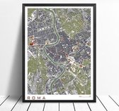 Classic Map Poster Roma - 30x40cm Canvas - Multi-color