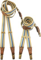 We Love Ties - Mini-me bretels - 100% made in NL, set spring starter - mild mosterd / blauw