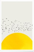 JUNIQE - Poster A Thousand Birds -40x60 /Geel