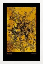 JUNIQE - Poster met houten lijst Berlin kaart gouden -40x60 /Goud &