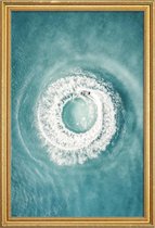 JUNIQE - Poster met houten lijst Ocean Swirl -13x18 /Blauw