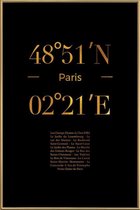 JUNIQE - Poster met kunststof lijst Paris gouden -30x45 /Goud & Zwart
