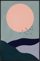 JUNIQE - Poster in kunststof lijst Tidal -40x60 /Grijs & Groen