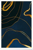 JUNIQE - Poster Ghost gouden -13x18 /Blauw & Goud