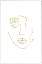 JUNIQE - Poster met kunststof lijst Petal gouden -13x18 /Goud & Wit