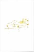 JUNIQE - Poster Hawaii gouden -30x45 /Goud & Wit