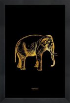 JUNIQE - Poster met houten lijst Elephant gouden -20x30 /Goud & Zwart