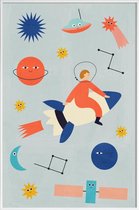 JUNIQE - Poster in kunststof lijst Friends in Space -60x90 /Kleurrijk