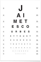 JUNIQE - Poster Eye Chart Je t'aime -60x90 /Wit & Zwart
