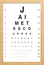 JUNIQE - Poster in houten lijst Eye Chart Je t'aime -60x90 /Wit &