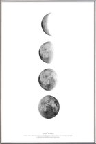 JUNIQE - Poster met kunststof lijst Fasen van de maan -40x60 /Wit &