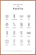 JUNIQE - Poster met kunststof lijst Pasta infographic -40x60 /Wit &